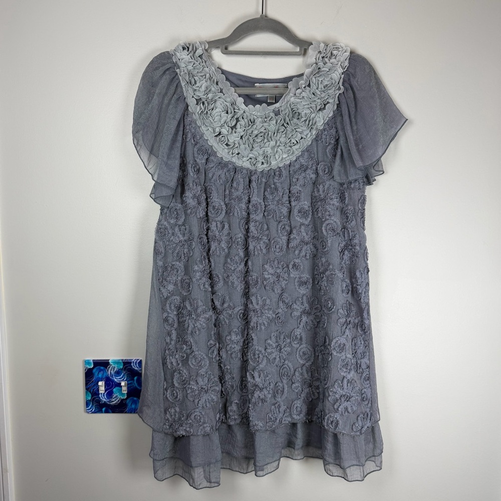 Pretty Angel Silk Lace Rosette Fairycore Mini Babydoll Whimsical Dress Large